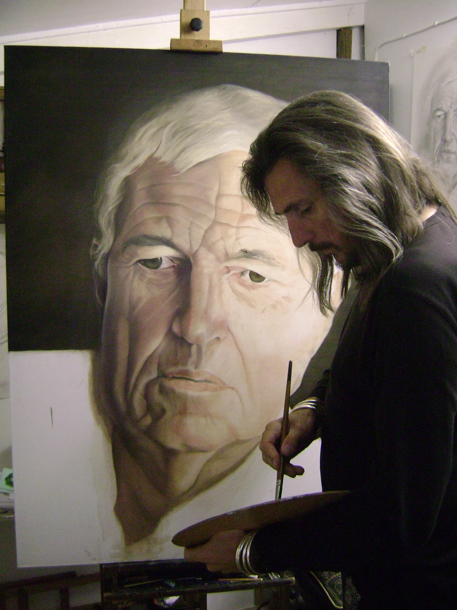 Steven Allan Griffiths painting in the studio